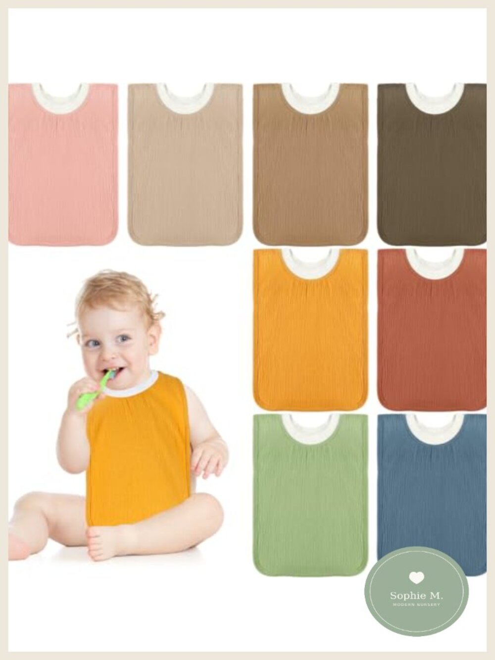 8 Pack Large Muslin Pullover Baby Bibs Waterproof Absorbent Drool Bibs
